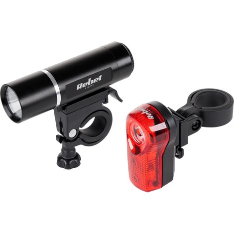 Éclairage vélo, arrière, avant, lampe torche, ensemble LED, AAA Rebel (1/4)