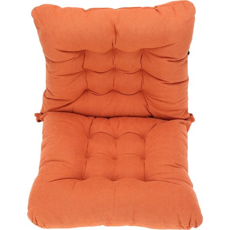 Cuscino per sedia con supporto lombare in ciniglia PP e cotone, con cinghia di fissaggio integrata, colore arancione, ideale per ufficio. (1/5)