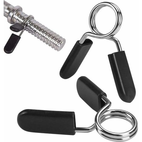 Clips pour haltères de 2,5 cm, lot de 2, clips à ressort pour haltères, disque de butée, pour haltères de musculation et de , barre d'haltérophilie, (1/5)