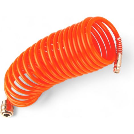 Tubo a spirale per compressori con attacchi rapidi profilo germania diametro mm 6x8 mt.7,5