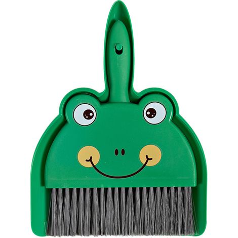 Dustpan and Brush Set Cartoon Mini Portable Cleaning Broom with Dust Pan for Desk Frog (1/4)
