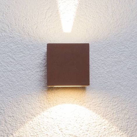 [NEUWERTIG] B-Ware Lucande Rostbraune Led Außenwandleuchte Jarno Würfelform Deko Gartenleuchte Led