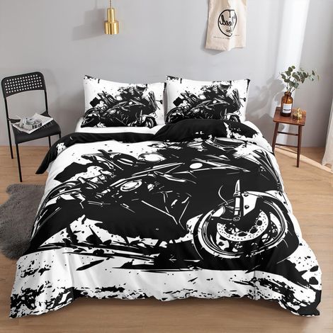 Bettwäsche-Set Motorrad-Design Tuschemalerei 135x200cm 80x80cm Mikrofaser