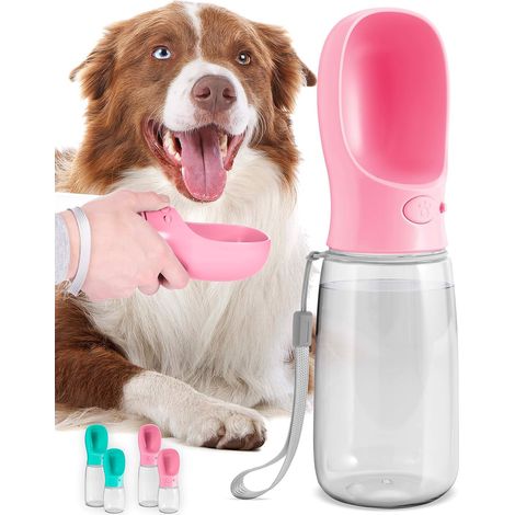 Dispenser per borraccia per cani da 550 ml, colore rosa