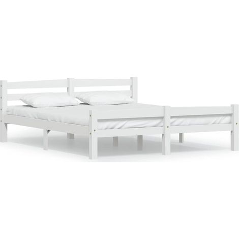 Cadre de lit sans matelas blanc bois de pin massif 160x200 cm vidaXL (1/5)