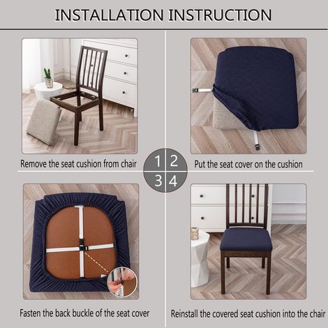 Wasserdichte Stuhlhussen für Esszimmerstühle, 6er-Set, waschbar, weich und elastisch, schützen die Sitze, geeignet für Esszimmerstühle (beige).