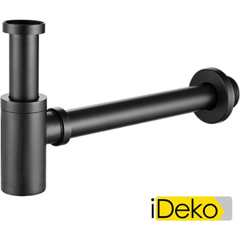 Siphon de Lavabo en Laiton Universel 45mm Tube de Siphon Noir Design standard Réglable Anti Odeur (1/3)