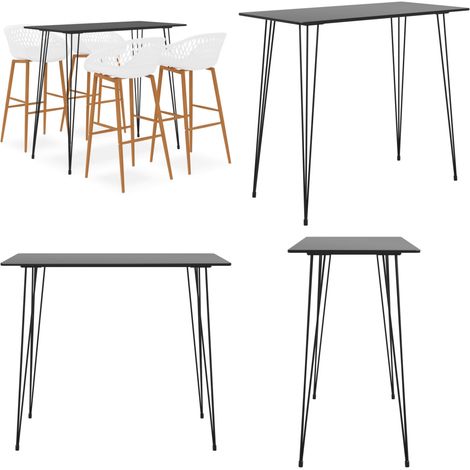 Ensemble de bar 5 pcs Noir et blanc - Ensemble De Bar - Meuble De Salle À Manger - Table De Bar - Tabouret De Bar - Mobilier Moderne - Home & Living (1/5)