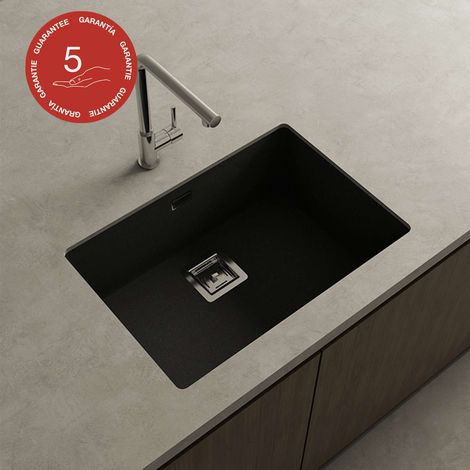 Cuve sous plan POALGI, ZIE 182, Granit, Noir Basalt, 65 cm, 1 bac (1/4)