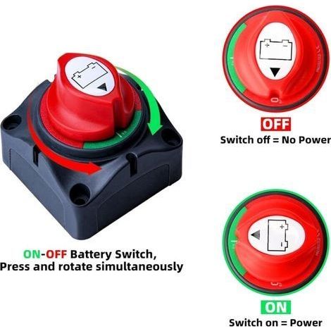 12V-24V Batterietrennschalter – Wasserdicht und UV-beständig – 2 Ein/Aus-Positionen – Für Autos und Boote – 2 Stück (1/4)