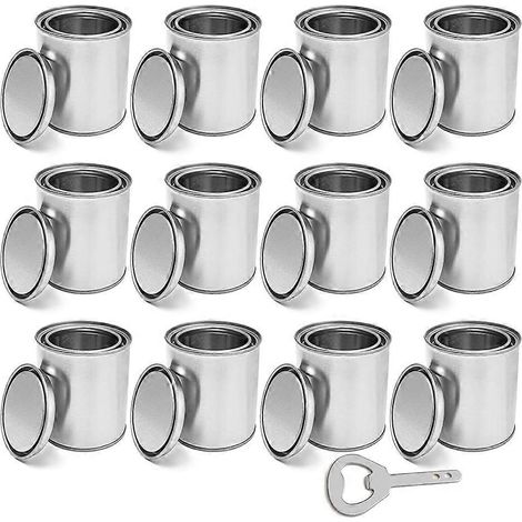 12 pots de peinture vides avec couvercles, seaux de peinture non doublés de 0,4 quart (environ 0,3 litre), compatibles avec les projets de bricolage. (1/5)
