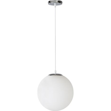 Suspension luminaire lustre suspendu en acier nickel-mat boule en verre Ø 20 cm (1/5)