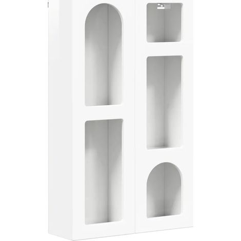 Armario moderno de pared con estantes 59 x 20 x 100 cm gran capacidad de almacenamiento madera de ingeniería blanca brillante 020054795 (1/5)