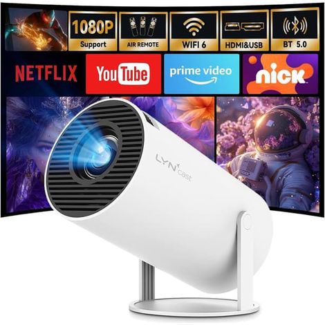 Filiyano – projecteur avec Wi-Fi et – Mini projecteur avec Wi-Fi et Bluetooth, Android 11 intégré, compatible 1080p et 4 K, projecteur portable