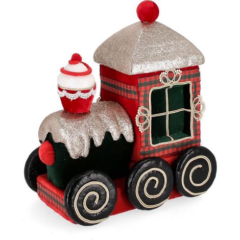 Treno decorativo "Meghan" con cupcake colore rosso per decorazione natalizia (1/2)