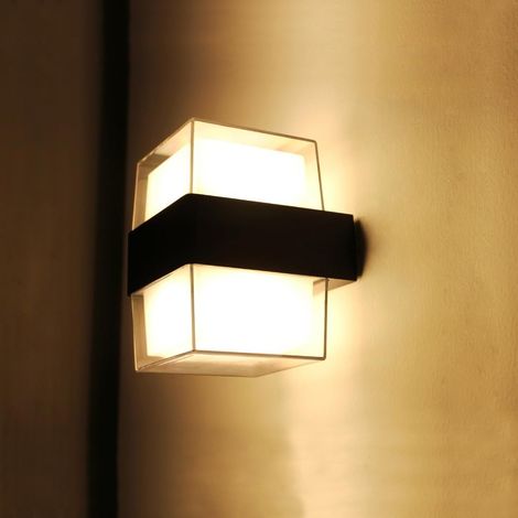 Applique Murale Carrée M 14W, Lampe LED Extérieure IP65 Double Tête pour Jardin (1/5)