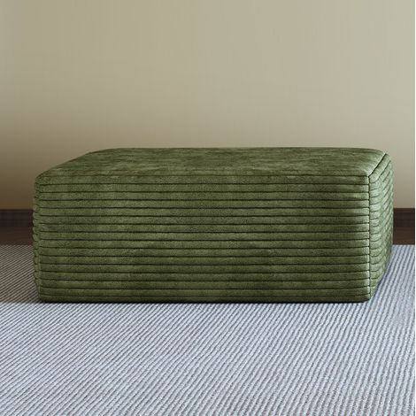 Puf modular reversible, asiento tipo chaise lounge, sin montaje, tela de pana verde (1/5)