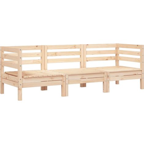Maison Exclusive - Gartensofa 3-Sitzer Massivholz Kiefer