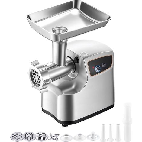 Elektrischer Fleischwolf (700 W), 2,3 kg/min Kapazität, mit 3 Lochscheiben, 3 Wurstfüllrohren und Kubbe-Set, für die heimische Küche, ETL-zertifiziert (1/5)