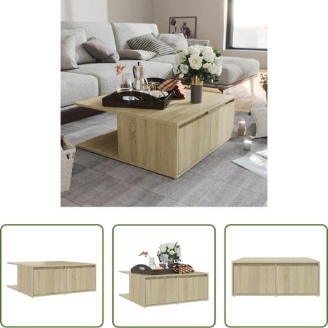 Holzwerkstoff Couchtisch - Couchtisch Sonoma-Eiche 80x80x31 cm Holzwerkstoff (1/5)