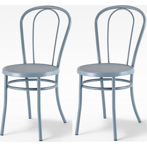 Lot de 2 chaises BISTRO Salle à Manger en Métal Café Restaurant Hotel THONET gris petit-gris (RAL 7000)