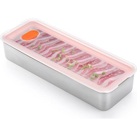 Boîte de rangement empilable en acier inoxydable 304 avec couvercle pour le fromage, adaptée à une utilisation au réfrigérateur.-AquaForge (1/5)