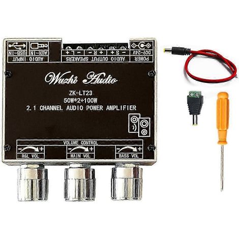 Carte d'amplificateur audio Bluetooth ZK-LT23 avec câble CC 2.1 canaux 50 W x 2 + caisson de basses 100 W, module audio sans fil TWS kns (1/5)