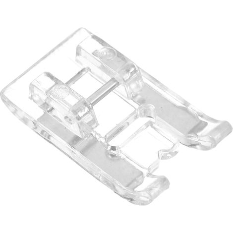 Pied de biche transparent pour machine à coudre, compatible avec toutes les machines à coudre à tige basse, argenté, plastique dur et métal dur, Pied de biche pour point de satin (1/5)