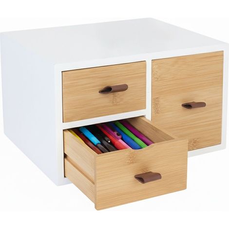 Cajonera de bambu 3 amplios cajones organizador versatil (1/5)