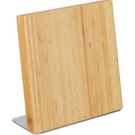 Bloc couteaux aimanté cuisine moderne design épuré 25 x 10 x 10 cm en bambou naturel (1/5)