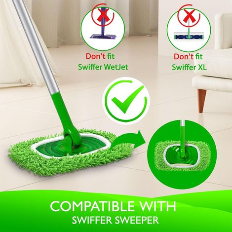 8 pièces lingettes recharges serpillière microfibre et chenille lavables humide et sèche compatibles Swiffer Sweeper Mop balai non fourni (1/5)