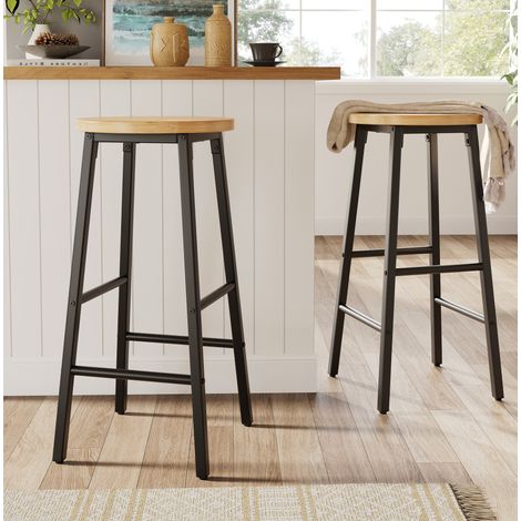 Lot de 2 tabourets de bar 30x30x63 cm en MDF et métal noir, gain de place pour cuisine FloraGrace (1/5)