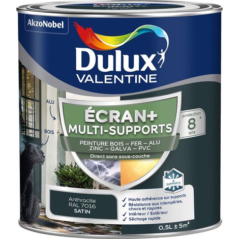 [PROMO] ECRAN+ MULTI-SUPPORTS EXTERIEURE - Peinture en Phase Aqueuse Éxtérieur - Satin Gris Anthracite 0,5 L - Dulux Valentine