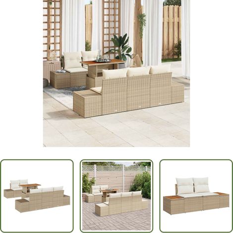 vidaXL Modulares Sofa - Garten-Sofa-Set mit Speicher 6 pcs Beige Poly Rattan (1/5)