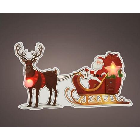 Decorazione per finestre a led babbo natale con renna 485860