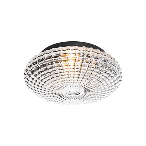 Klassische Deckenleuchte schwarz mit Rauchglas 23 cm IP44 - Nohmi