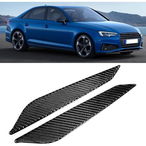 Lot de 2 autocollants de garniture de panneau latéral de console centrale de voiture en fibre de carbone, compatibles avec Audi A4 B9 2017-2019 (1/5)