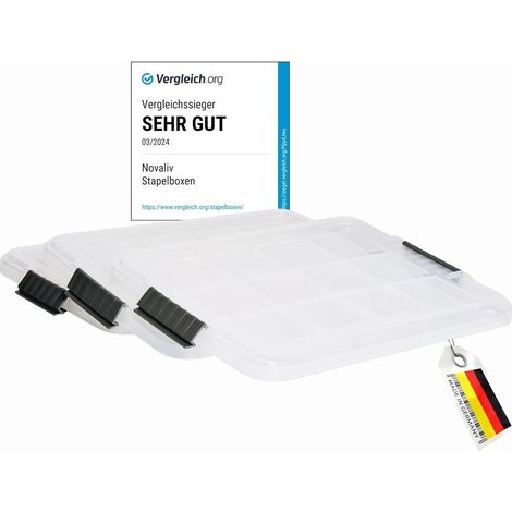 Novaliv 3x Ersatzdeckel 28-40 Litre avec Clipverschluss 61x40 cm Transparent
