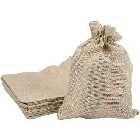Lot de 10 sacs cadeaux en toile de jute avec cordon de serrage, petits sacs à cordon avec 10 étiquettes cadeaux et ficelle, sacs en toile de jute, sacs en lin pour café, cadeaux de fête de Noël bricol (1/5)