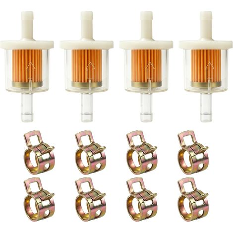 4 Pièces Filtre a Essence, Filtre Essence 8mm avec 8 Colliers de Serrage (1/5)
