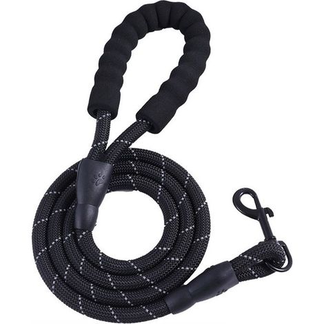 Laisse pour chien 200 cm (2 mètres) - Extra résistante - Noire
