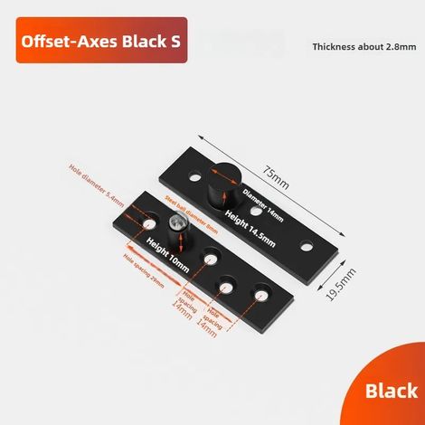 Charnière pivotante à 360° en acier inoxydable (axes décalés noirs, taille S) - 1 pièce - Axes décalés et centraux - Système de fixation dissimulant l'axe vertical - Compatible avec les portes en bois (1/5)