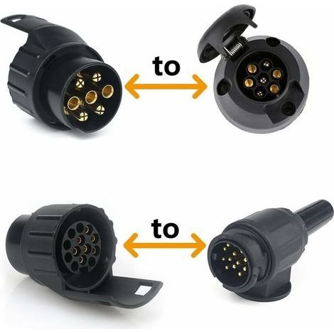 Adaptateur Prise Remorque 7 Broches vers 13 Pins pour Voiture Tracteur Caravane Porte Vélo Attelage (1/3)