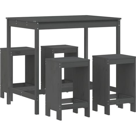 Maison Exclusive - Set Bar da Giardino 5 pz Grigio in Legno Massello di Pino