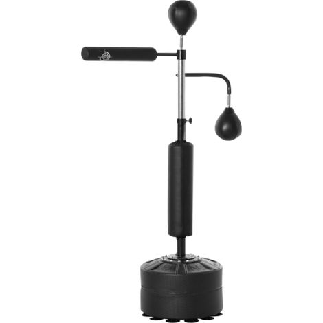 Supporto per boxe, attrezzo da allenamento autoportante con 2 palle veloci, barra per riflessi e base a ventosa, altezza regolabile da 160 a 230 cm, adatto ad adulti e ragazzi, nero, disponibile in lo (1/5)