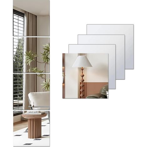 Lot de 4 miroir autocollants en acrylique pour murs, miroirs de sécurité, maquillage mural, grande taille, entraînement, gym, couloir, chambre d'enfant (1/5)