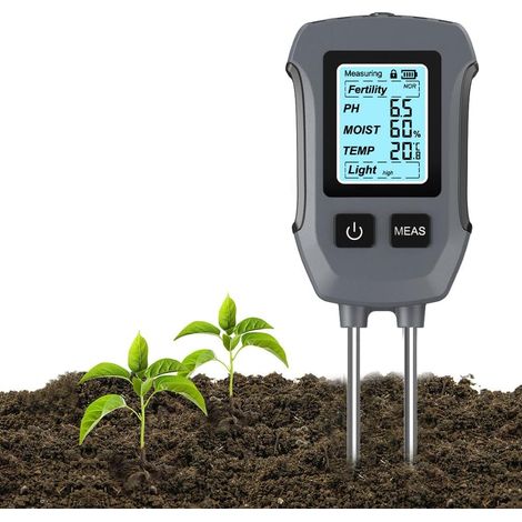 Medidor de humedad del suelo JSSEVN para plantas, dispositivo de medición de suelo 5 en 1 para fertilidad, valor de pH, intensidad de luz, temperatura y humedad del suelo. (1/5)