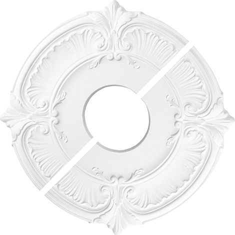 Médaillon de plafond divisé, anneau de garniture de couvercle de ventilateur, rosace de plafond décorative de 35 cm, de détail de finition de en résine PVC, cadre dissimulé de fixation (1/5)