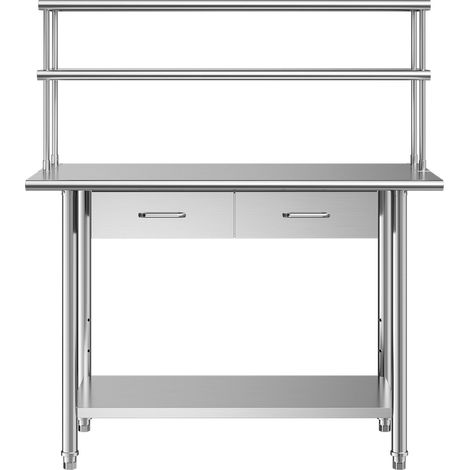 Table de travail en acier inoxydable 61x122 cm,station de préparation alimentaire avec étagères,tiroirs et sous-étagère réglable (1/5)