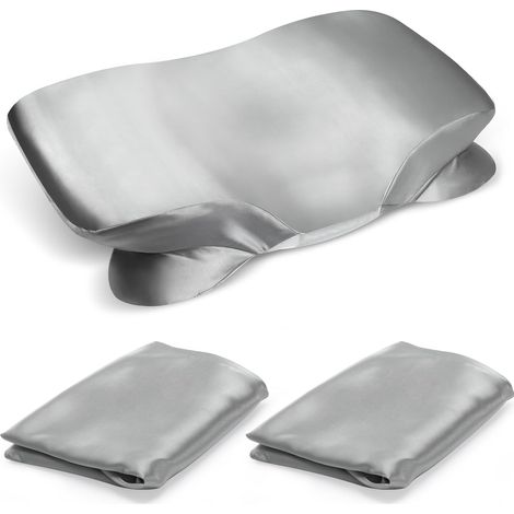 Lot de 2 Housses de Coussin en Satin pour Coussin de Soutien de la Nuque, taie d'oreiller Douce pour Oreiller de Sommeil (1/5)